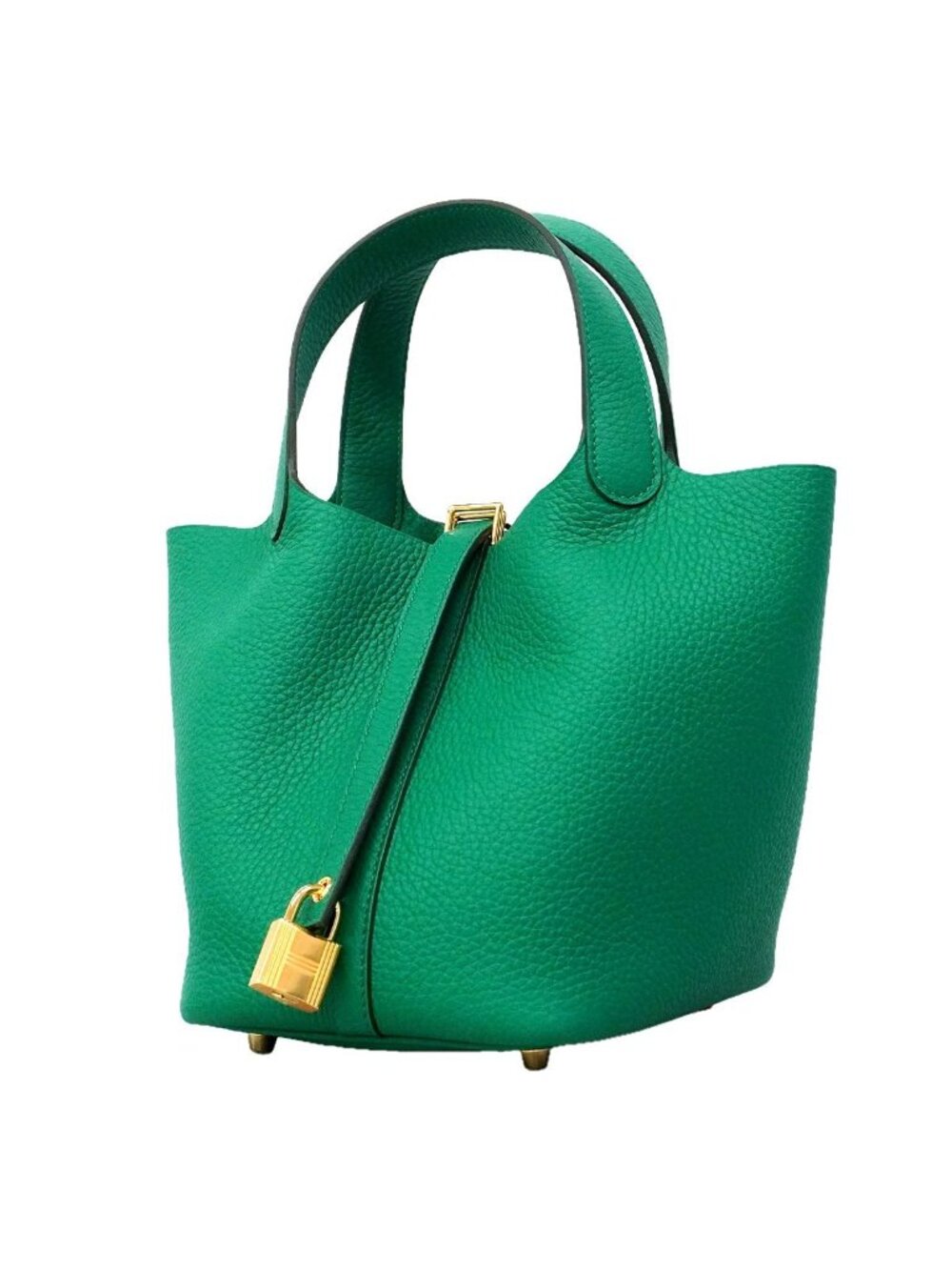 Hermes Handbag Picotin Lock PM Taurillon Clemence Vert Jade Gold